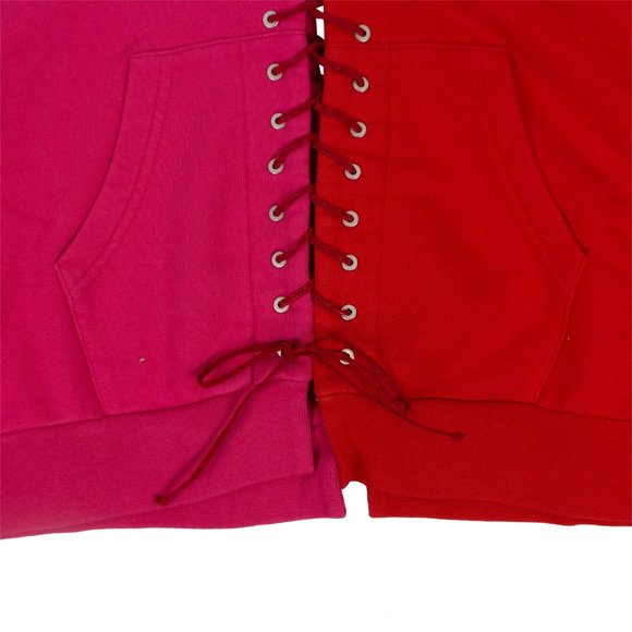 UNRAVEL PROJECT Fuchsia And Red Lace-Up Hoodie Sweatshirt Size XXS $735 - Picture 2 of 6